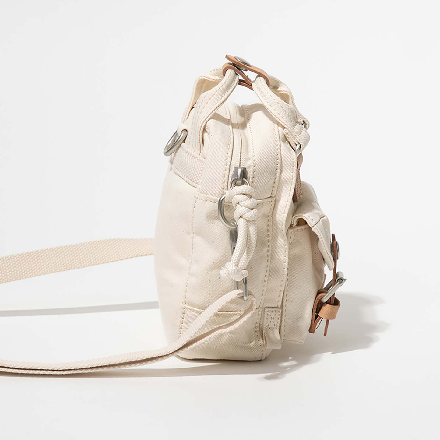Macaroon Tiny Organic Cotton Series Beige Crossbody Bag